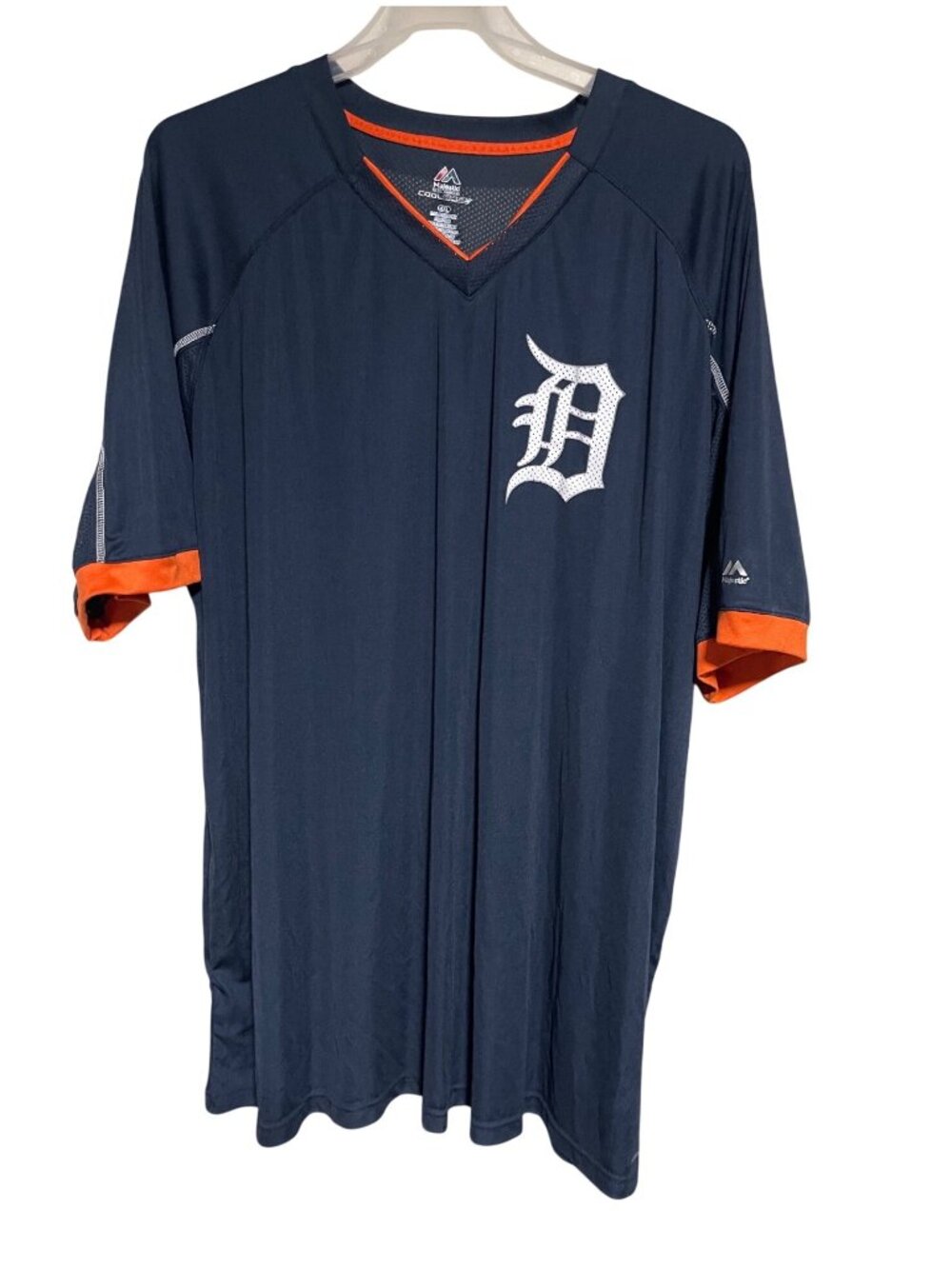 Majestic Cool Base Detroit Tigers Jersey Mens Shirt 4XL MLB Navy Blue Orange